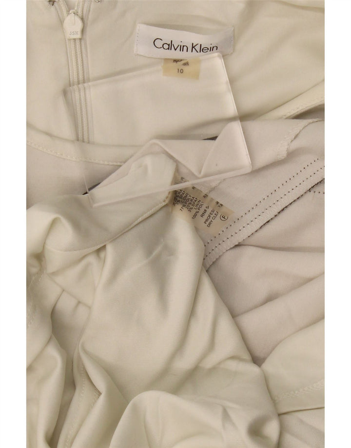 CALVIN KLEIN Womens Sleeveless A-Line Dress US 10 Large White Striped