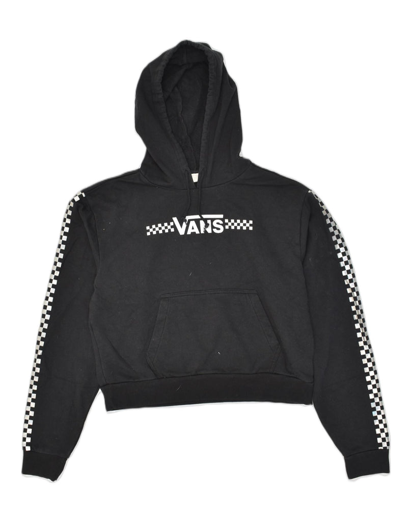 VANS Womens Crop Graphic Sweatshirt Jumper UK 16 Large Black Cotton | Vintage Vans | Thrift | Second-Hand Vans | Used Clothing | Messina Hembry 