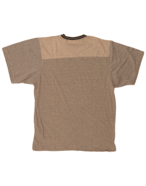Vintage Mens Graphic T-Shirt Top IT 44/46 XL Beige Pinstripe Cotton