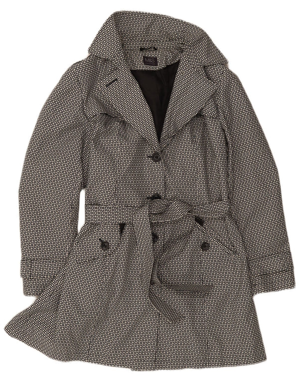 Marks & Spencer Womens Trench Coat UK 18 XL Black Geometric Polyester