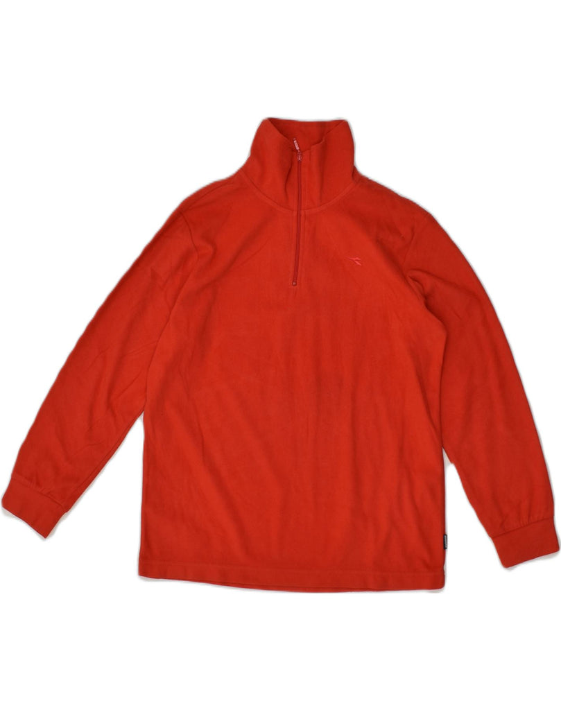 DIADORA Girls Zip Neck Fleece Jumper 15-16 Years Large Red Polyester | Vintage Diadora | Thrift | Second-Hand Diadora | Used Clothing | Messina Hembry 