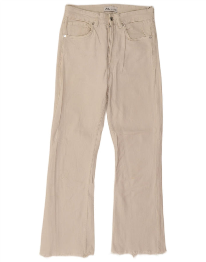 Zara Womens Straight Bootcut Jeans EU 38 Small W28 L26 Off White Cotton