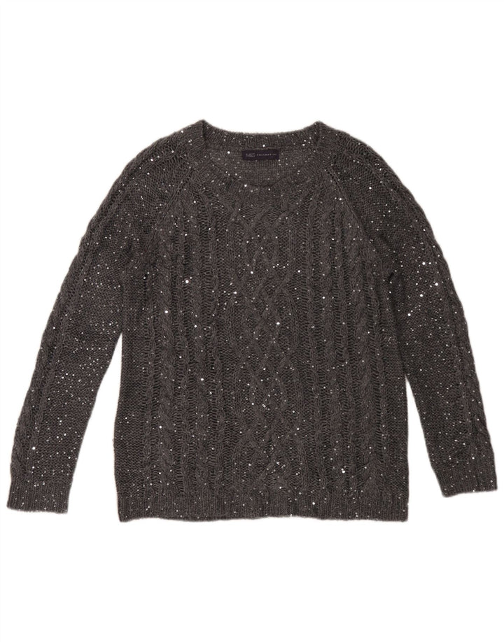 Marks & Spencer Womens Boat Neck Jumper Sweater UK 12 Medium Grey