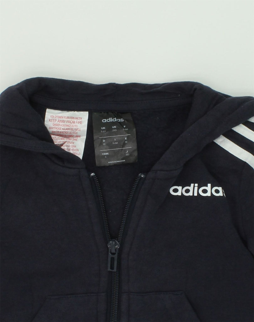 ADIDAS Boys Zip Hoodie Sweater 5-6 Years Black Cotton | Vintage Adidas | Thrift | Second-Hand Adidas | Used Clothing | Messina Hembry 