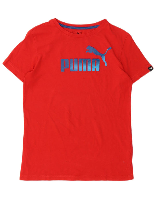Puma Boys Graphic T-Shirt Top 13-14 Years Red Cotton