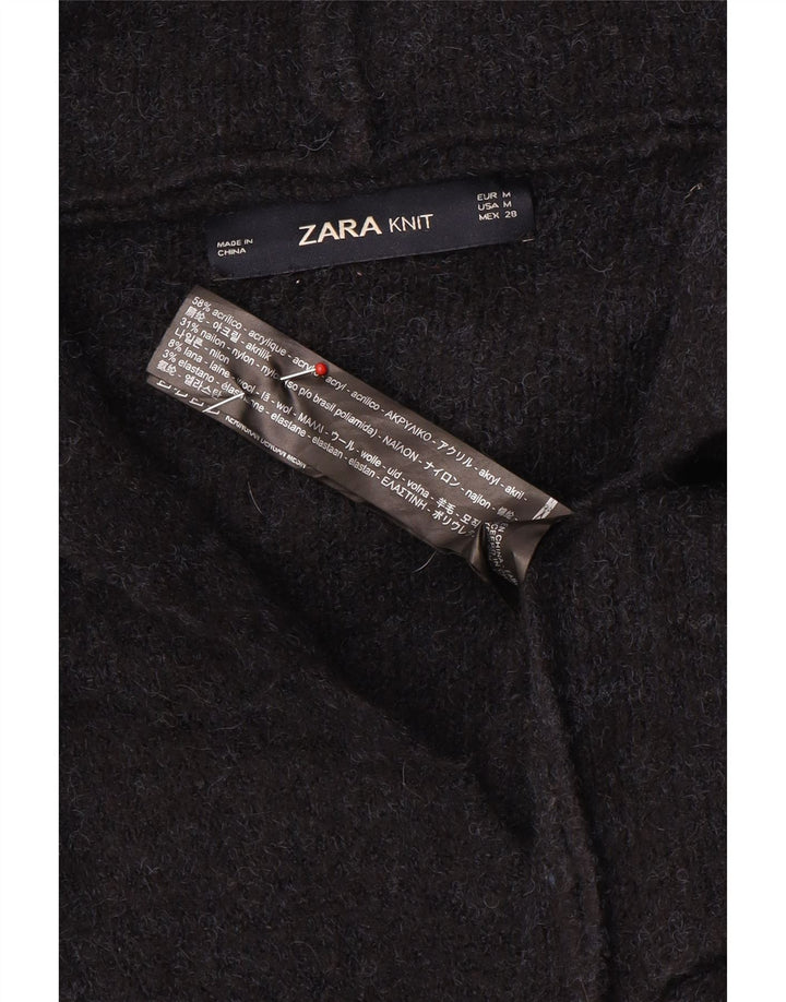 Zara Womens Oversized Hooded Cardigan Sweater UK 14 Medium Navy Blue