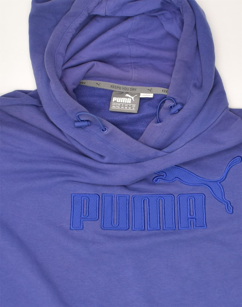 PUMA Womens Graphic Hoodie Jumper UK 18  XL  Blue Cotton | Vintage Puma | Thrift | Second-Hand Puma | Used Clothing | Messina Hembry 