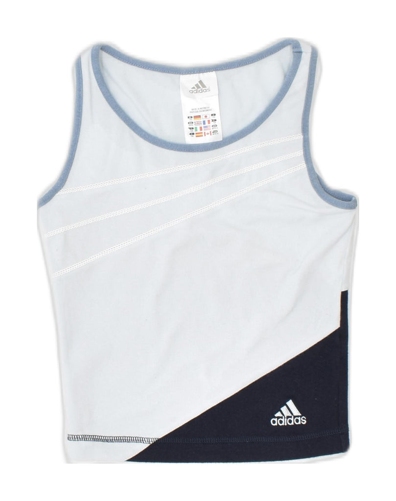 ADIDAS Girls Climalite Vest Top 9-10 Years Blue Colourblock | Vintage | Thrift | Second-Hand | Used Clothing | Messina Hembry 