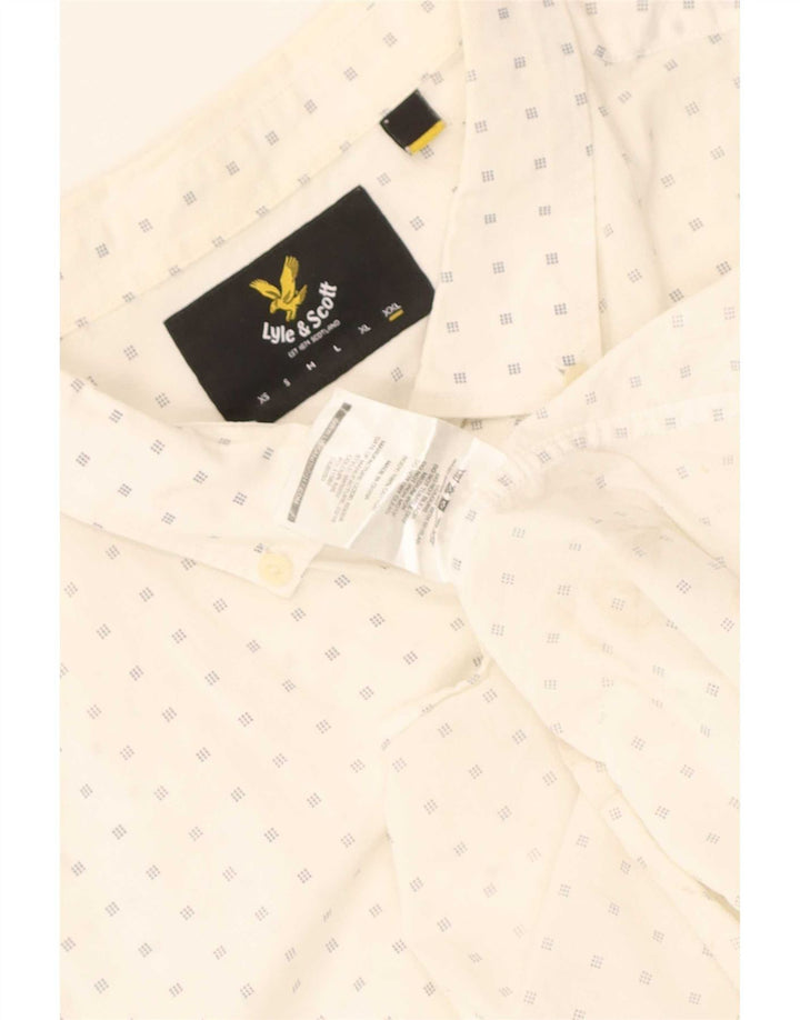 Lyle & Scott Mens Short Sleeve Shirt 2XL White Spotted Cotton