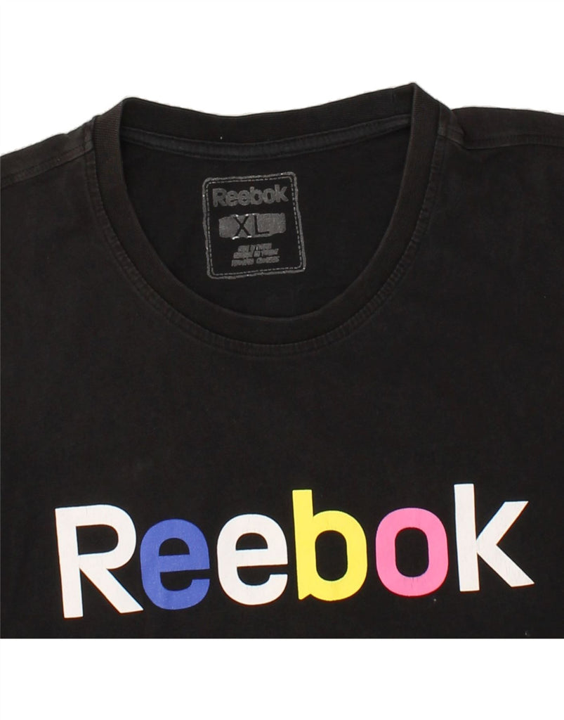 REEBOK Womens Graphic T-Shirt Top UK 18 XL Black Cotton | Vintage Reebok | Thrift | Second-Hand Reebok | Used Clothing | Messina Hembry 