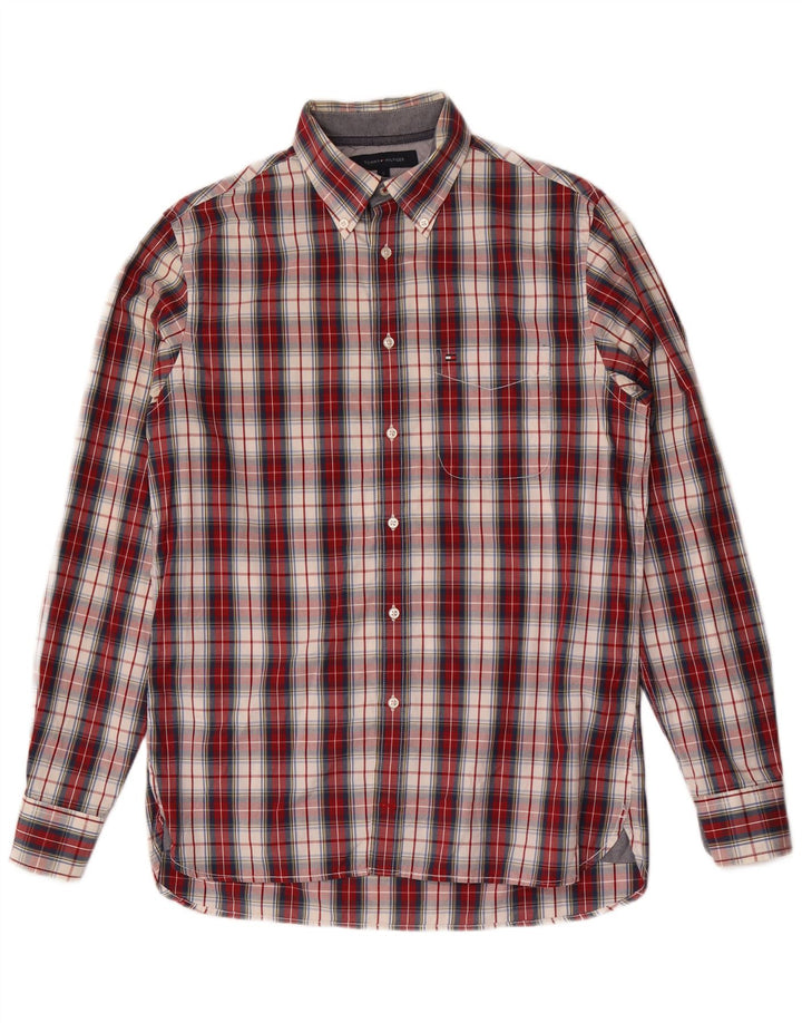 Tommy Hilfiger Mens Custom Fit Shirt Small Red Check Cotton