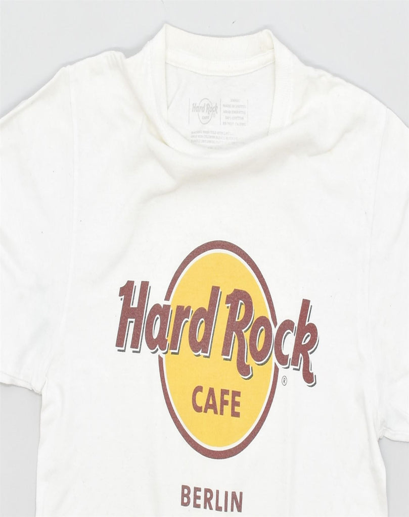 HARD ROCK CAFE BERLIN Mens Graphic T-Shirt Top Small White Cotton | Vintage | Thrift | Second-Hand | Used Clothing | Messina Hembry 