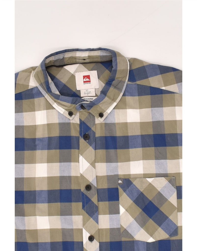 QUIKSILVER Mens Modern Shirt Large Blue Check Cotton | Vintage Quiksilver | Thrift | Second-Hand Quiksilver | Used Clothing | Messina Hembry 