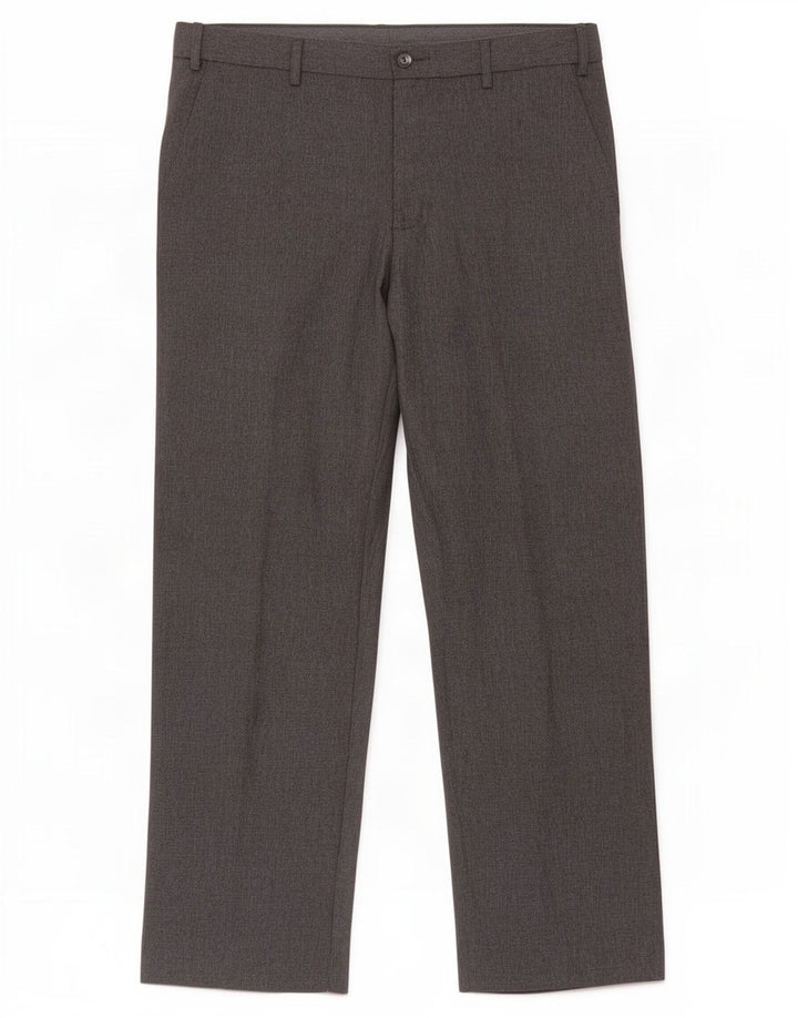 Marks & Spencer Mens Regular Suit Trousers W34 L31 Grey Polyester