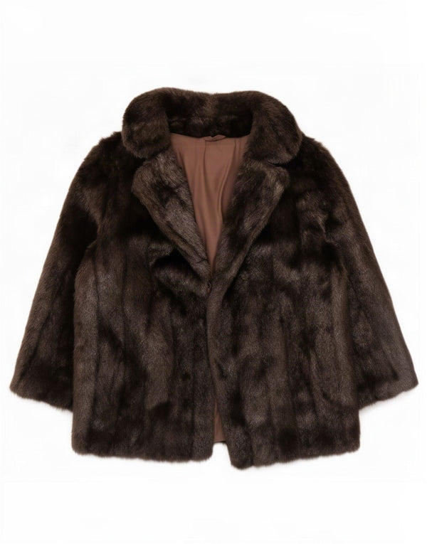 Vintage Womens Faux Fur Jacket UK 22 3XL Brown Modacryl