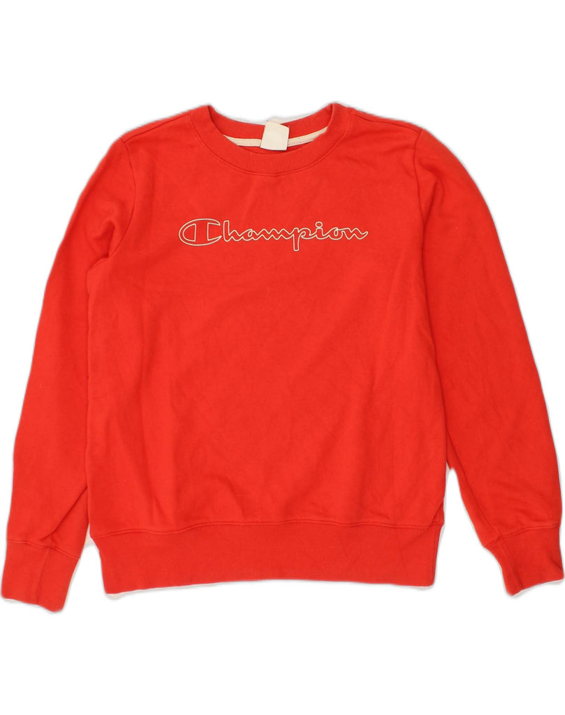 CHAMPION Womens Graphic Sweatshirt Jumper UK 16 Large Red Cotton | Vintage Champion | Thrift | Second-Hand Champion | Used Clothing | Messina Hembry 