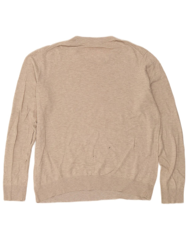 Jack & Jones Mens Crew Neck Jumper Sweater Large Beige Flecked Cotton