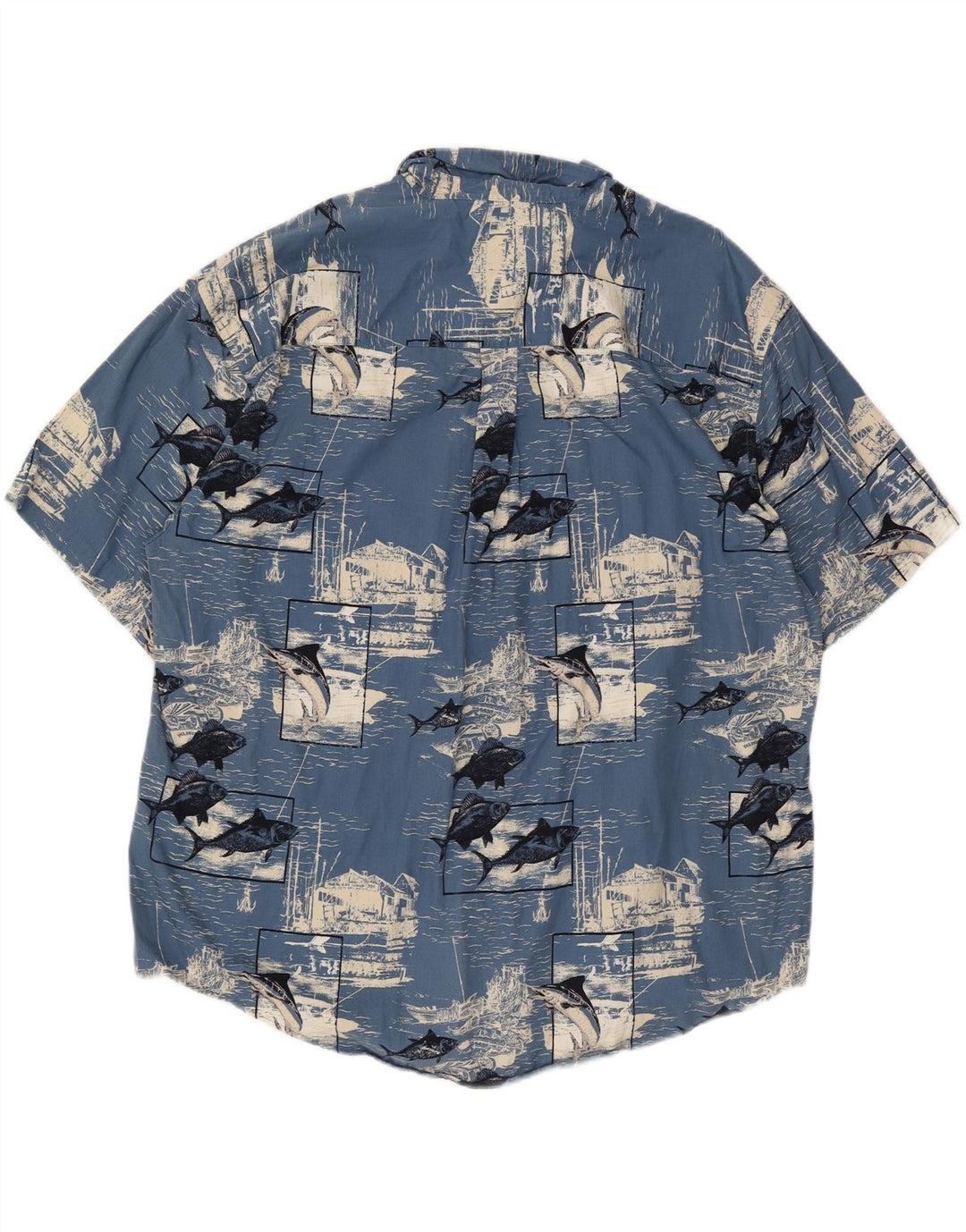 Puritan Mens Graphic Short Sleeve Shirt 2XL Blue Cotton