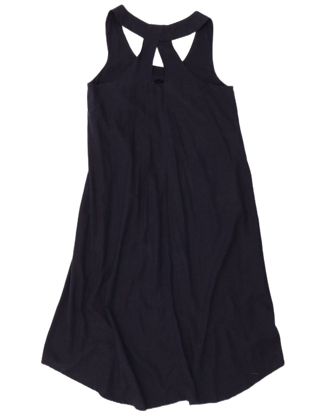 FAT FACE Womens Sleeveless A-Line Dress UK 12 Medium Navy Blue Linen
