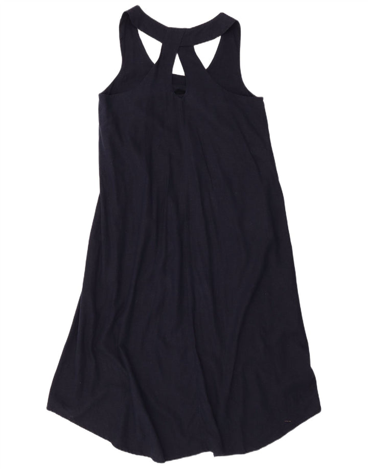 FAT FACE Womens Sleeveless A-Line Dress UK 12 Medium Navy Blue Linen