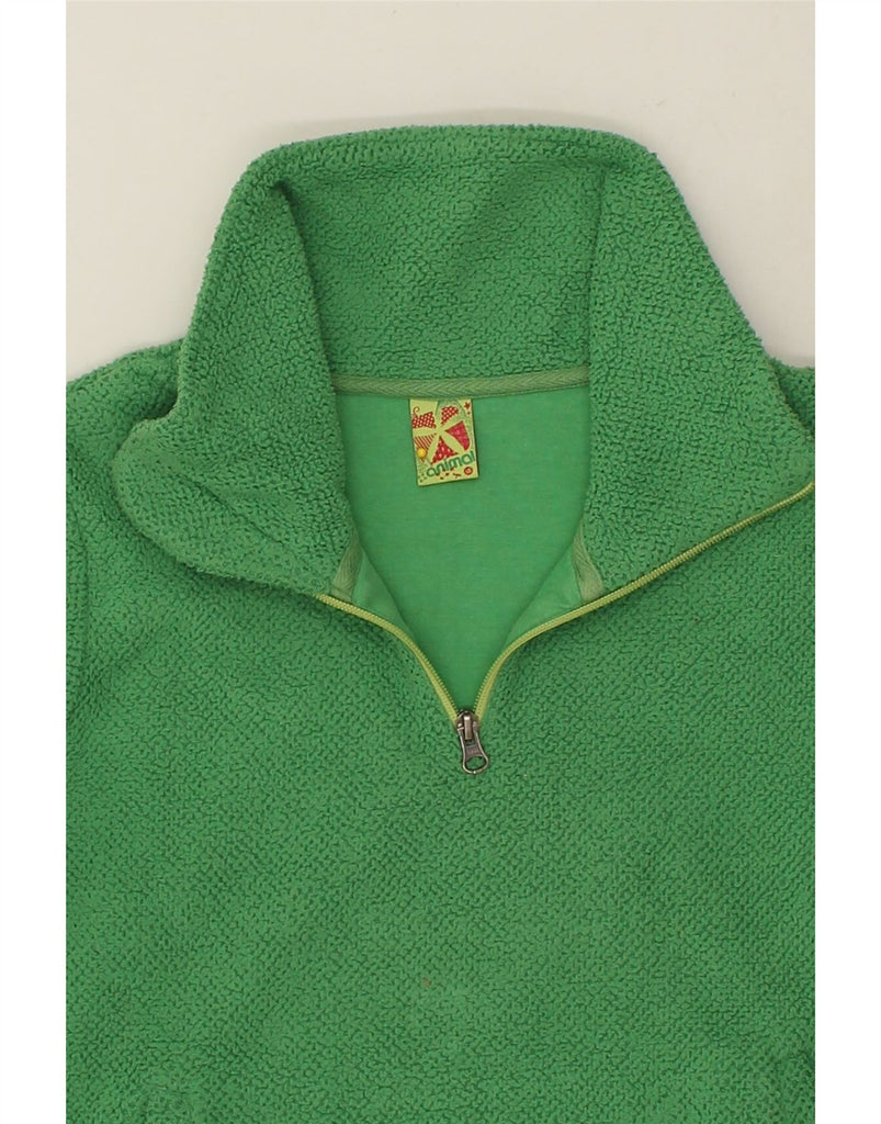 ANIMAL Womens Zip Neck Fleece Jumper UK 12 Medium Green Polyester | Vintage Animal | Thrift | Second-Hand Animal | Used Clothing | Messina Hembry 