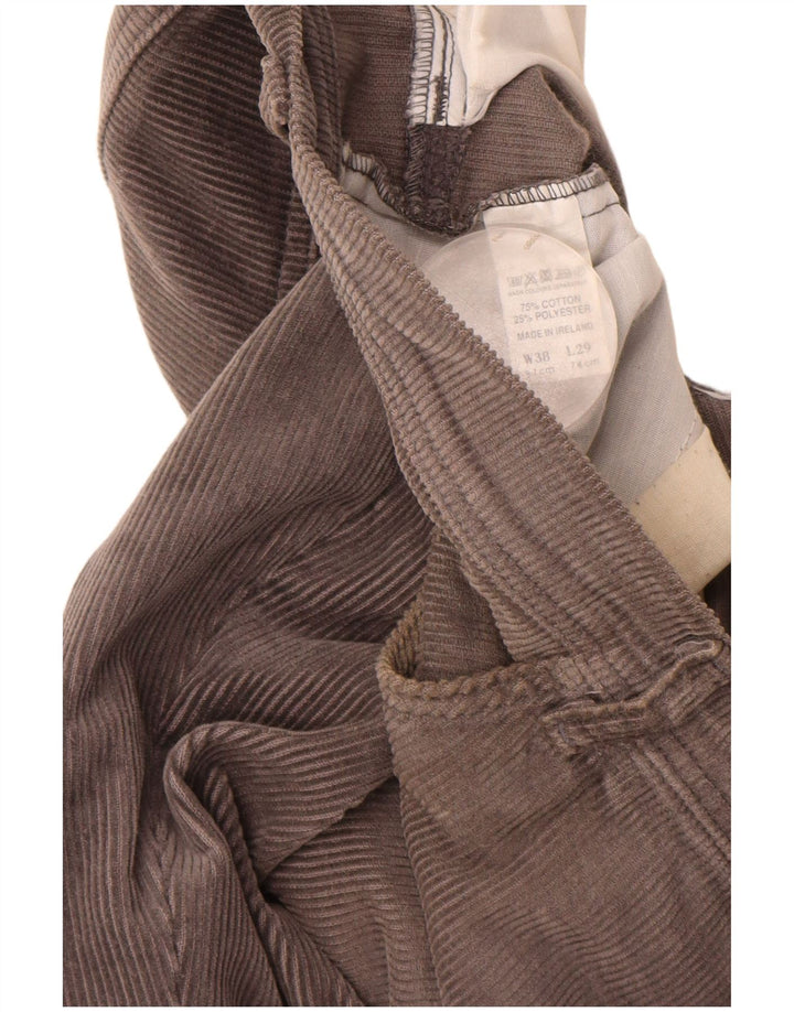 Farah Mens Straight Corduroy Trousers W38 L29 Grey Cotton