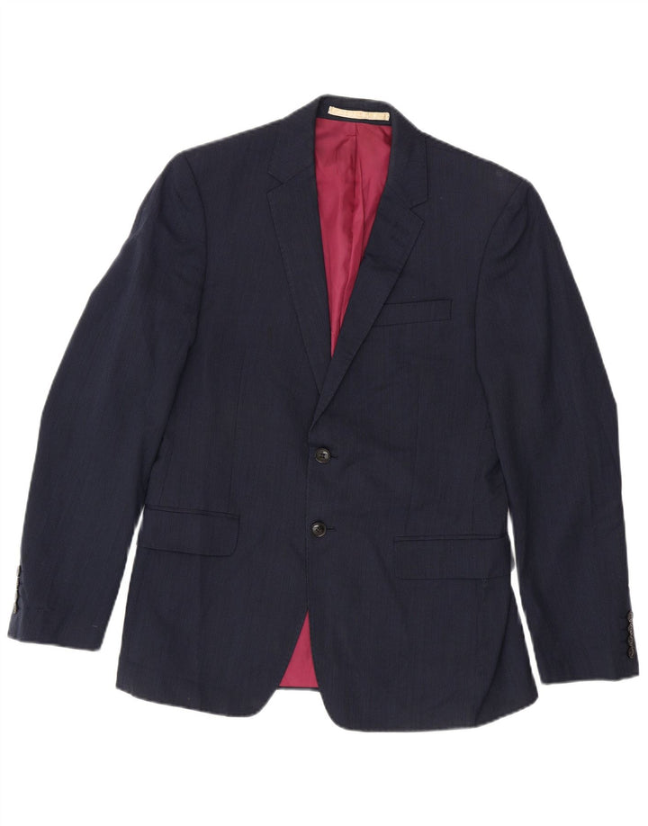 Marks & Spencer Mens 2 Button Blazer Jacket UK 38 Medium Navy Blue Wool