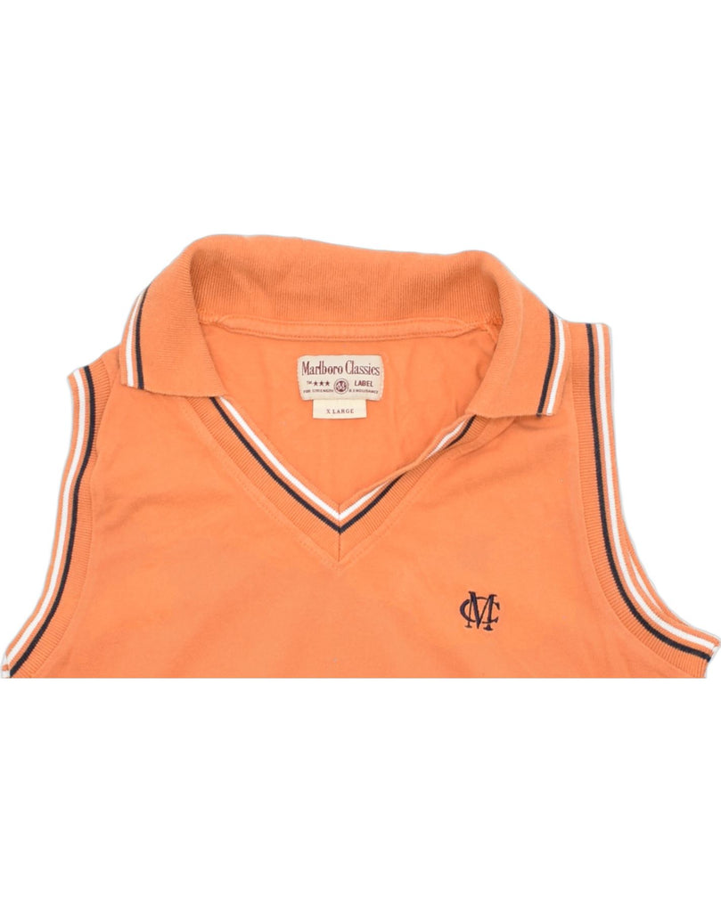 MARLBORO CLASSICS Womens Sleeveless Polo Shirt UK 18 XL Orange Cotton | Vintage | Thrift | Second-Hand | Used Clothing | Messina Hembry 