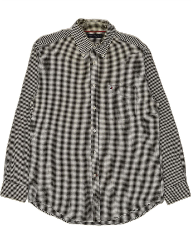 TOMMY HILFIGER Mens Shirt Large Grey Gingham Cotton | Vintage Tommy Hilfiger | Thrift | Second-Hand Tommy Hilfiger | Used Clothing | Messina Hembry 