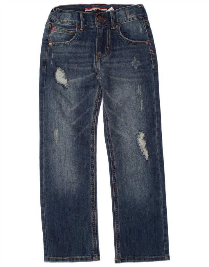 TOMMY HILFIGER Boys Distressed Straight Jeans 5-6 Years W24 L20 Blue