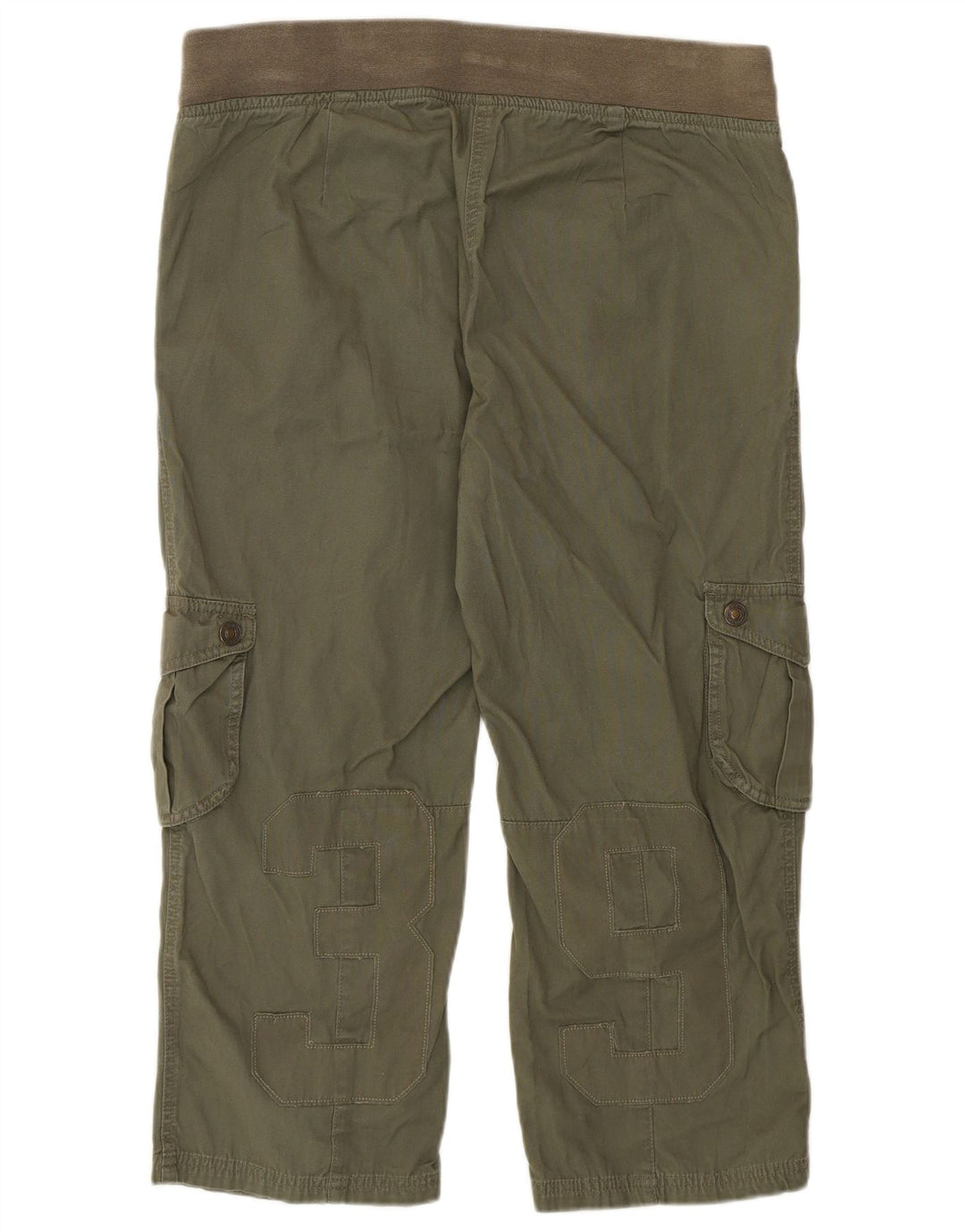 Benetton Womens Graphic Cargo Capri Trousers W36 L22 Khaki