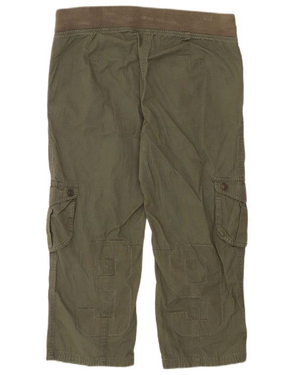 Benetton Womens Graphic Cargo Capri Trousers W36 L22 Khaki