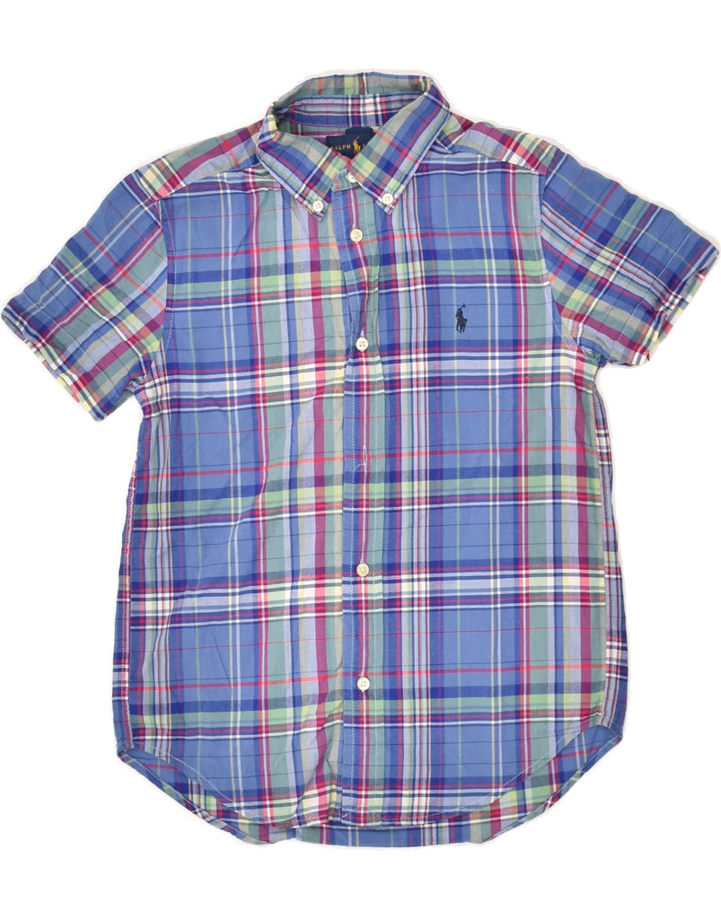 RALPH LAUREN Boys Short Sleeve Shirt 6-7 Years Blue Check Cotton | Vintage Ralph Lauren | Thrift | Second-Hand Ralph Lauren | Used Clothing | Messina Hembry 