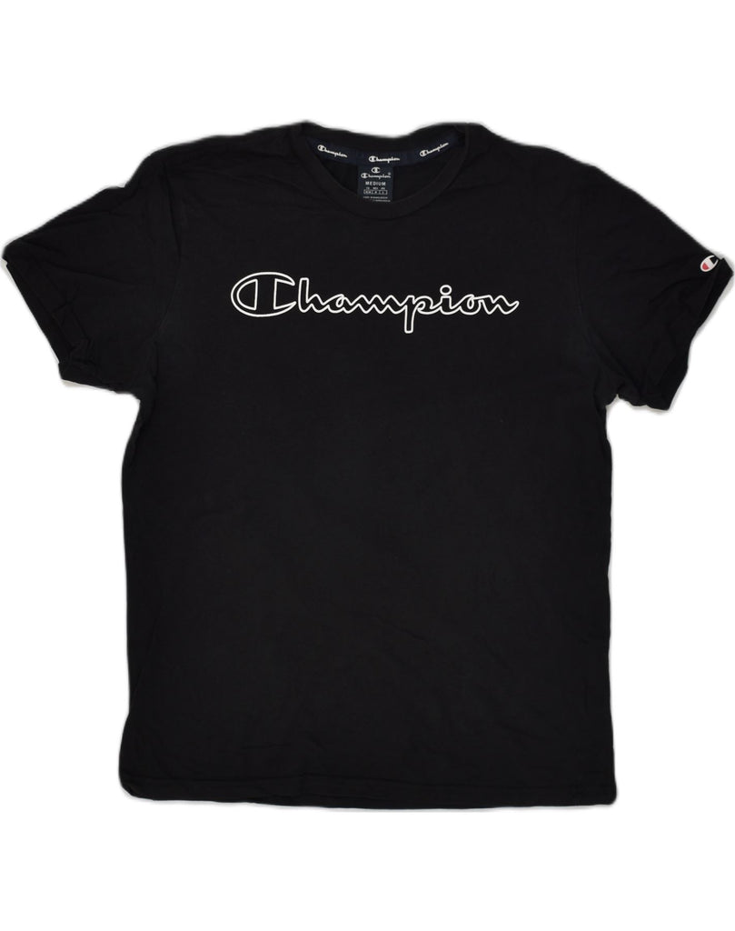 CHAMPION Mens Graphic T-Shirt Top Medium Black Cotton | Vintage Champion | Thrift | Second-Hand Champion | Used Clothing | Messina Hembry 