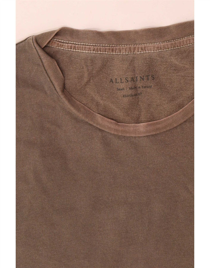 All Saints Mens Regular Fit T-Shirt Top Small Brown Cotton