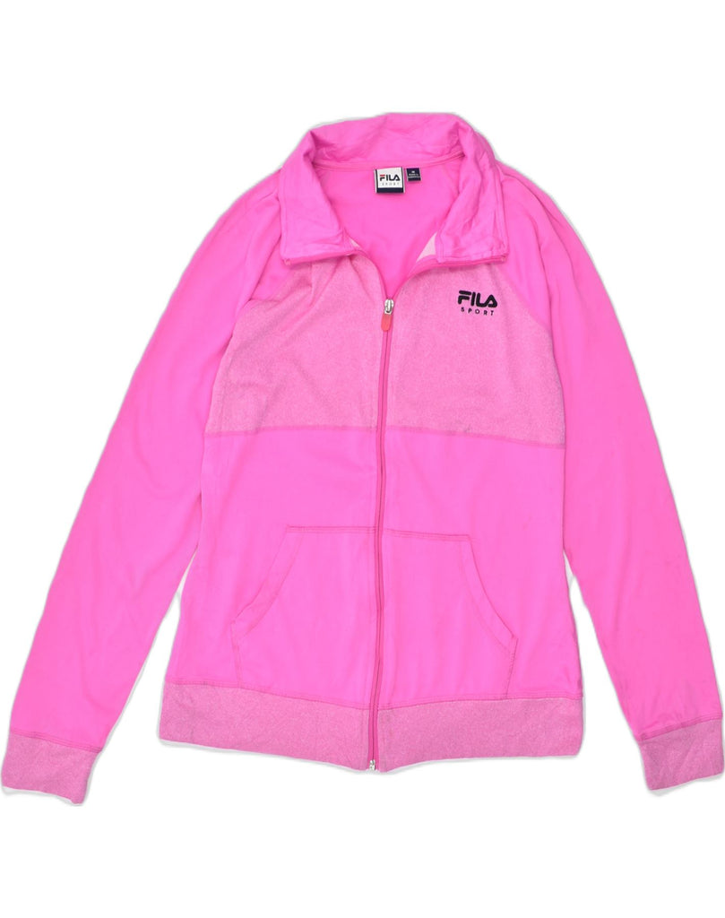 FILA Womens Tracksuit Top Jacket UK 14 Medium Pink Polyester Sports | Vintage | Thrift | Second-Hand | Used Clothing | Messina Hembry 