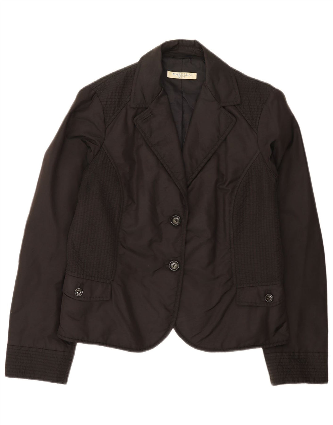 Marella Womens Padded 2 Button Blazer Jacket UK 14 Large Black Polyamide