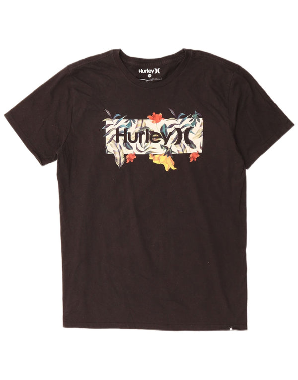 Hurley Mens Graphic T-Shirt Top Medium Black Cotton