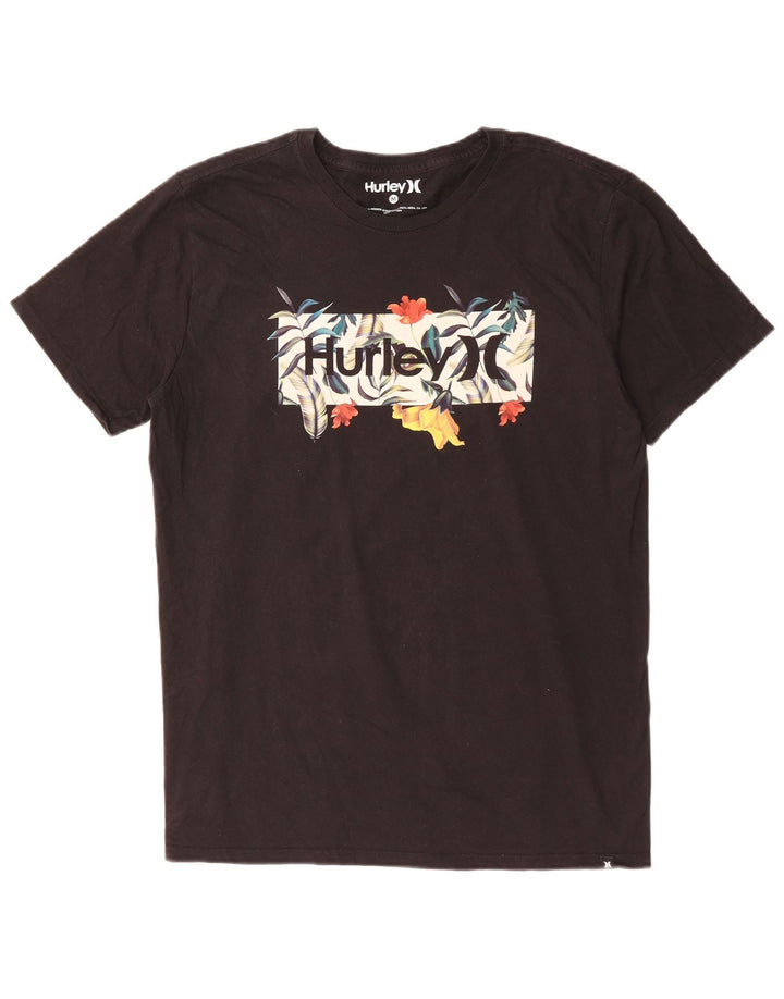 Hurley Mens Graphic T-Shirt Top Medium Black Cotton