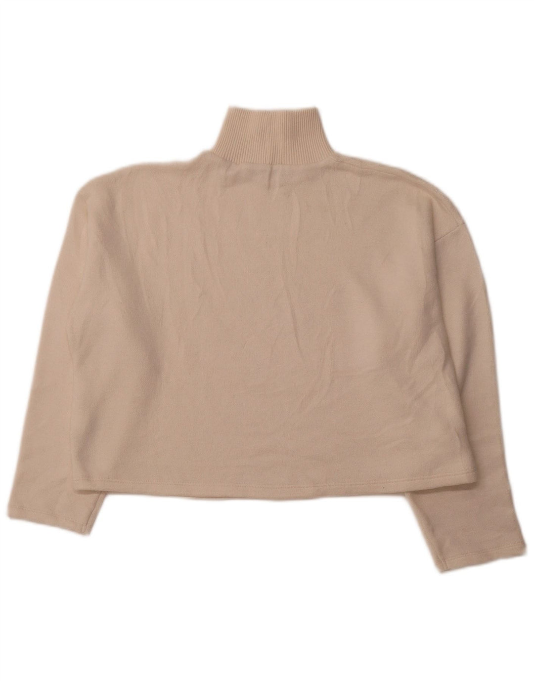 ZARA Womens Crop Turtle Neck Jumper Sweater UK 14 Medium White Polyester
