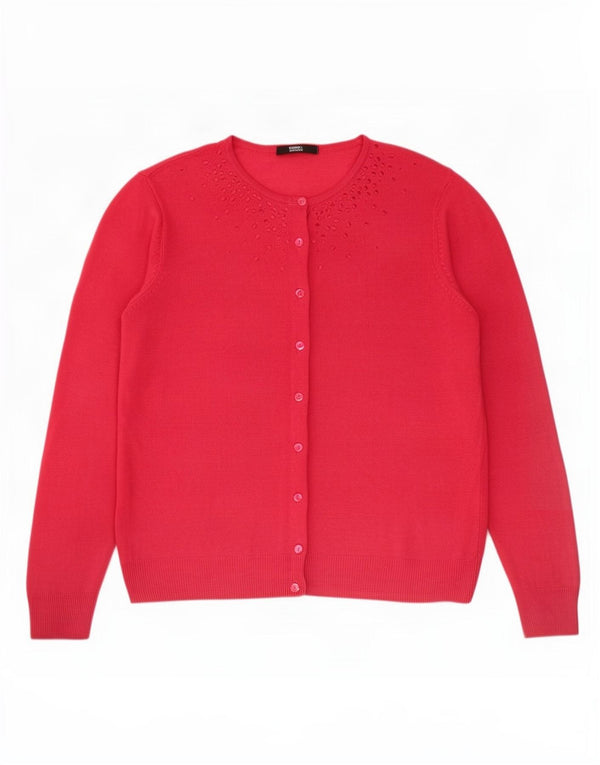 Marks & Spencer Womens Cardigan Sweater UK 14 Large Pink Acrylic