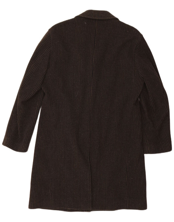 Hugo Boss Mens Overcoat EU 50 Large Grey Houndstooth Virgin Wool