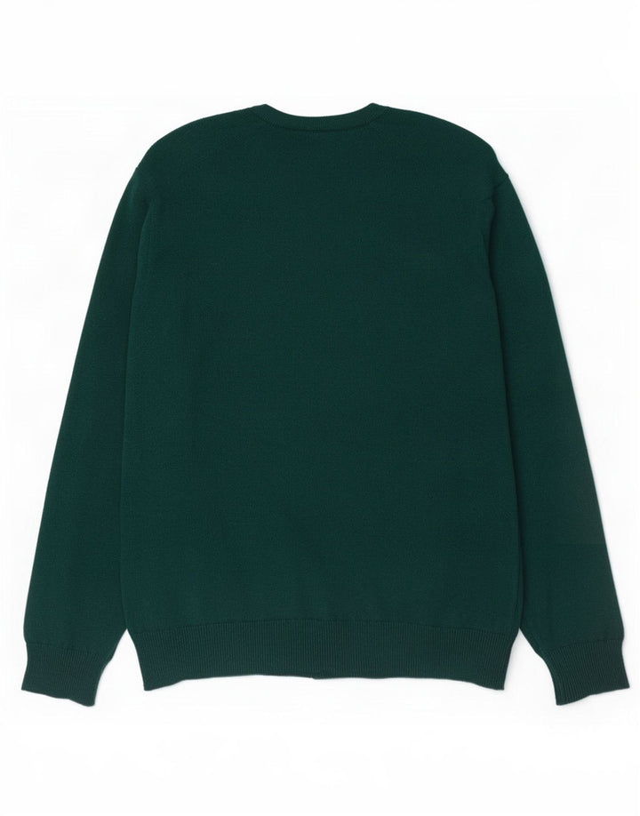 Lyle & Scott Mens V-Neck Jumper Sweater 2XL Green Wool