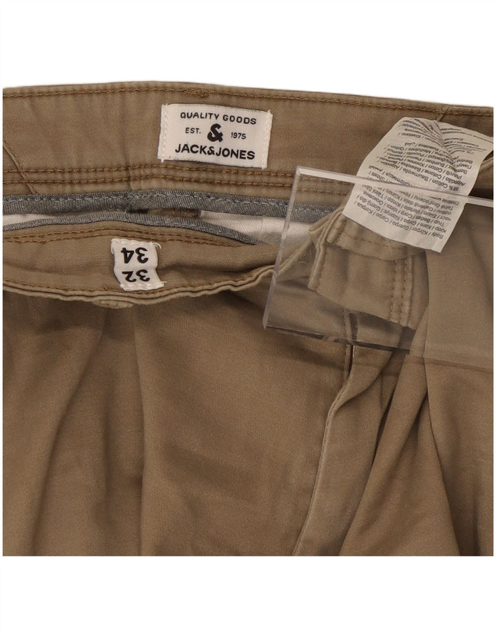 JACK & JONES Mens Slim Chino Trousers W32 L32 Beige Cotton
