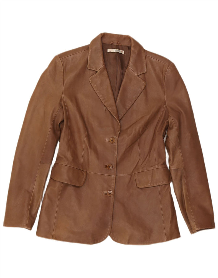 Jesire Womens Leather Jacket UK 10 Small Brown