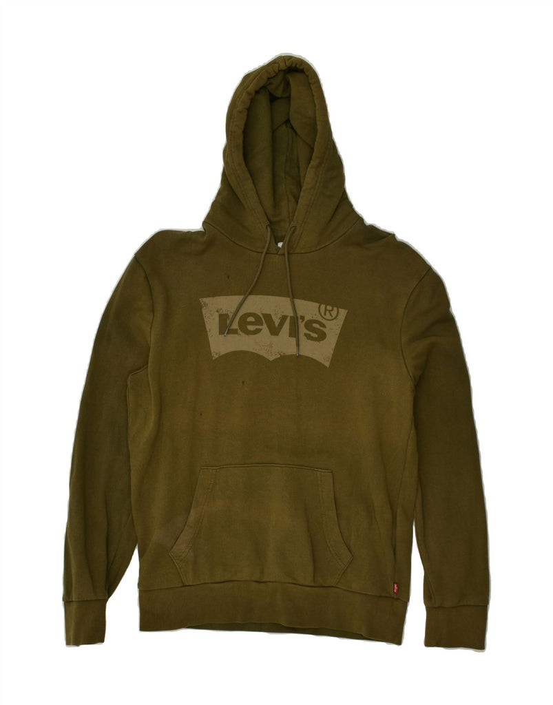 LEVI'S Mens Graphic Hoodie Jumper Medium Khaki Cotton | Vintage Levi's | Thrift | Second-Hand Levi's | Used Clothing | Messina Hembry 