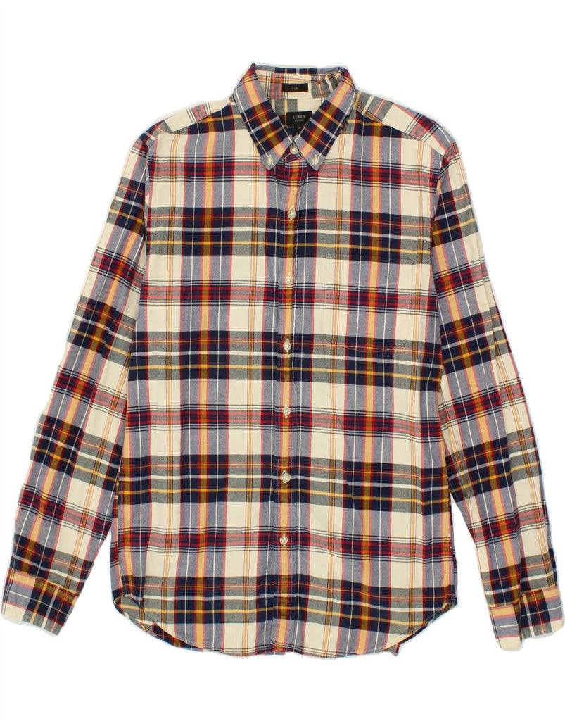 J. CREW Mens Oxford Slim Flannel Shirt Medium Multicoloured Check Cotton Vintage J. Crew and Second-Hand J. Crew from Messina Hembry 