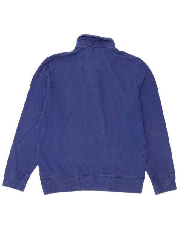 Crew Clothing Mens Polo Neck Sweatshirt Jumper Large Blue Cotton