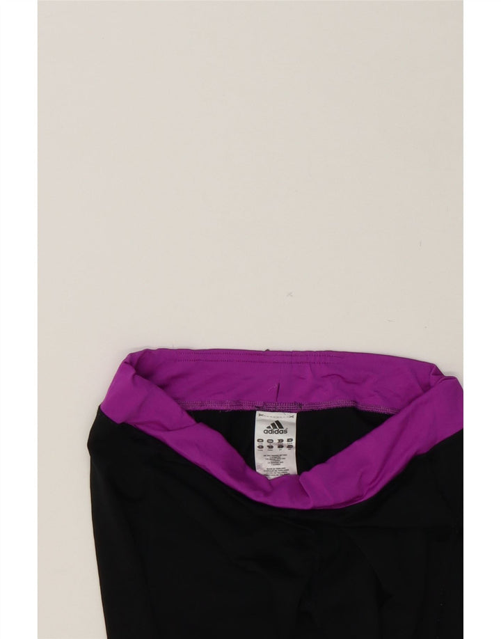 ADIDAS Womens Capri Leggings UK 8/10 Small Black Polyester Vintage Adidas and Second-Hand Adidas from Messina Hembry 