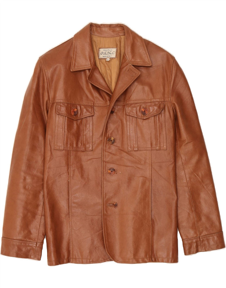 QUEBEC Mens Leather Jacket UK 38 Medium Brown Leather Vintage Quebec and Second-Hand Quebec from Messina Hembry 